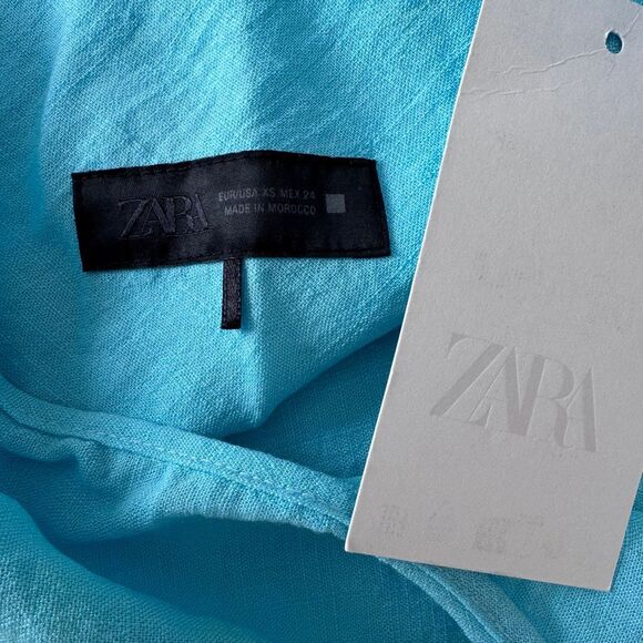 Zara Flowy Halter Top XS Turquoise - Picture 8 of 9